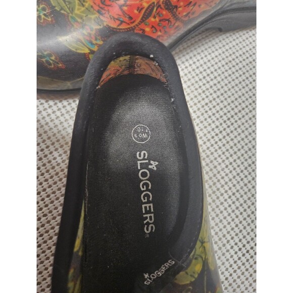 Sloggers Women's Black Floral Clogs, Slip-On Waterproof Garden Shoes, Size 10 - Picture 5 of 8